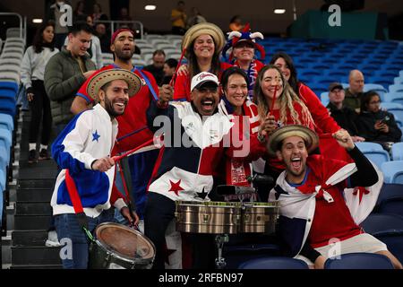 Sydney, Australie, 2 août 2023. Fans du Panama lors du match de coupe du monde féminin entre le Panama et la France au stade Allianz le 02 août 2023 à Sydney, en Australie. Crédit : Damian Briggs/Speed Media/Alamy Live News Banque D'Images