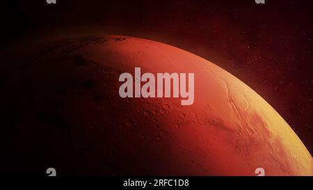 Vue rapprochée de la planète rouge Mars. Banque D'Images