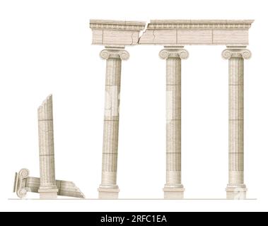 Ruines de colonnade grecque antique Illustration de Vecteur