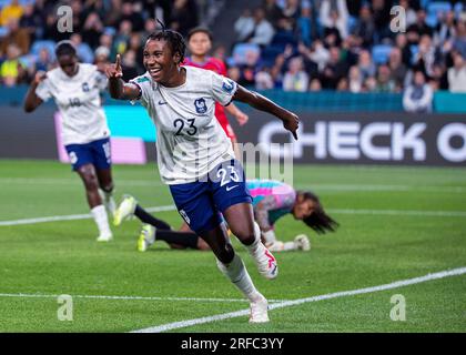 Sydney, Australie. 2 août 2023. Vicki Becho, de France, célèbre les buts lors du match du groupe F entre le Panama et la France lors de la coupe du monde féminine de la FIFA 2023 à Sydney, Australie, le 2 août 2023. Crédit : Hu Jingchen/Xinhua/Alamy Live News Banque D'Images