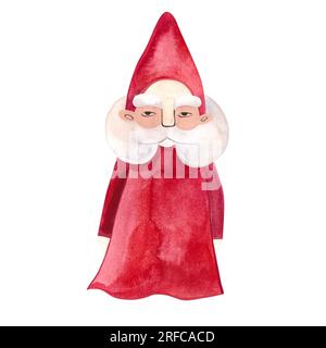 Aquarelle vieux gnome en costume vert. Illustration isolée. Clipart. Illustration raster pour emballage, cartes de vœux et papier d'emballage, cadeaux, po Banque D'Images