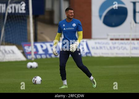 Victoria Park, Hartlepool 1 août 2023. Pete JAMESON de Hartlepool United se réchauffe lors du match amical de pré-saison entre Hartlepool United et Sunderland à Victoria Park, Hartlepool le mardi 1 août 2023. (Photo : Mark Fletcher | MI News) crédit : MI News & Sport / Alamy Live News Banque D'Images