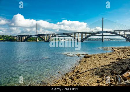 Faits saillants architecturaux le long de la côte atlantique dans la belle Bretagne - Pont Albert Louppe - France Banque D'Images