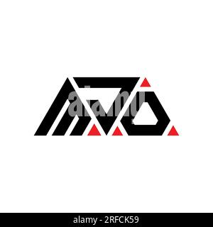 Logo de lettre triangle MJO avec forme de triangle. Monogramme de logo triangle MJO. Modèle de logo vectoriel triangle MJO avec couleur rouge. MJO triangul Illustration de Vecteur