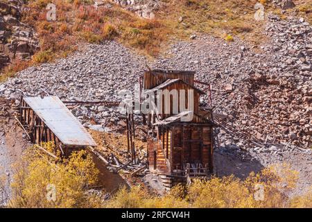 Bâtiments miniers abandonnés à Silverton, Colorado. Banque D'Images