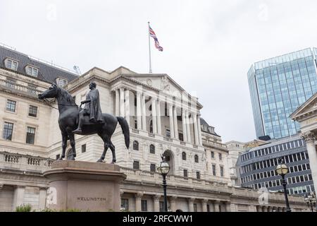 Londres, Royaume-Uni. 2 août 2023. L'extérieur de la Banque d'Angleterre. Banque D'Images