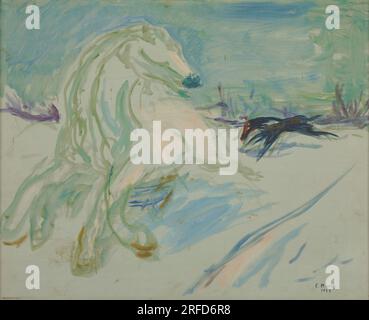 Cheval blanc galopant 1928 par Edvard Munch Banque D'Images
