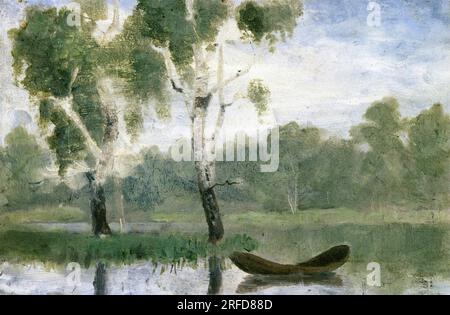 Petit lac avec bateau 1880 par Edvard Munch Banque D'Images