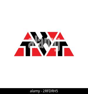 Logo de lettre triangle TXT avec forme de triangle. Monogramme de logo triangle TXT. Modèle de logo vecteur triangle TXT avec couleur rouge. TXT triangul Illustration de Vecteur