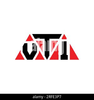 Logo de lettre triangle VTI avec forme de triangle. Monogramme de logo triangle VTI. Modèle de logo vecteur triangle VTI avec couleur rouge. VTI triangul Illustration de Vecteur