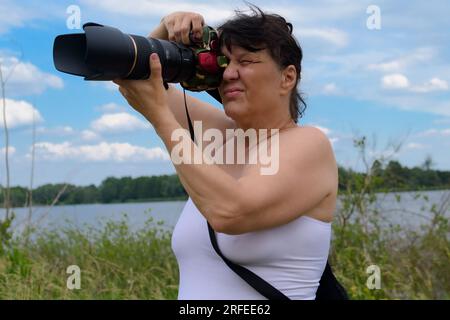 Photographe paysagiste en scoutisme estival en Allemagne Banque D'Images