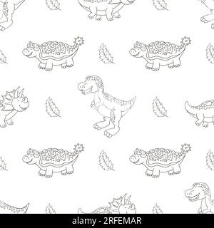 Mignon drôle motif dinosaure pour enfants. Fond de vecteur de dinosaure de coloration. Tyrannosaurus. Imprimer pour la conception de tissu, textile, tissu, papier peint, emballage Illustration de Vecteur