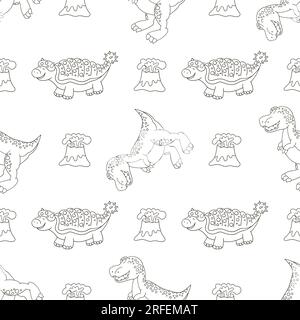 Mignon drôle motif dinosaure pour enfants. Fond de vecteur de dinosaure de coloration. Tyrannosaurus. Imprimer pour la conception de tissu, textile, tissu, papier peint, emballage pap Illustration de Vecteur