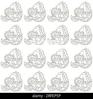 Mignon motif drôle de dinosaure. Fond vectoriel de coloration. Dinosaure dans un œuf. Imprimer Illustration de Vecteur