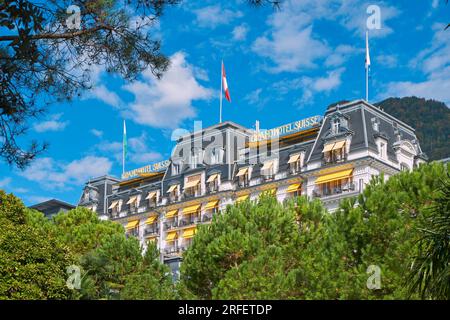 Suisse, canton de Vaud, Montreux, façade du Grand Hotel Suisse Majestic Banque D'Images