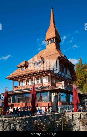 Suisse, canton de Berne, Interlaken, le restaurant panoramique du Harder Kulm Banque D'Images