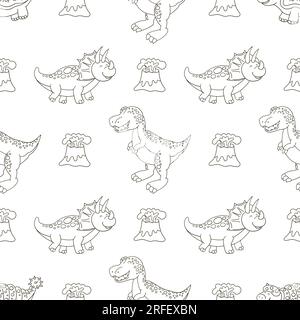 Mignon drôle motif dinosaure pour enfants. Tyrannosaure. Fond de vecteur de dinosaure de coloration Illustration de Vecteur