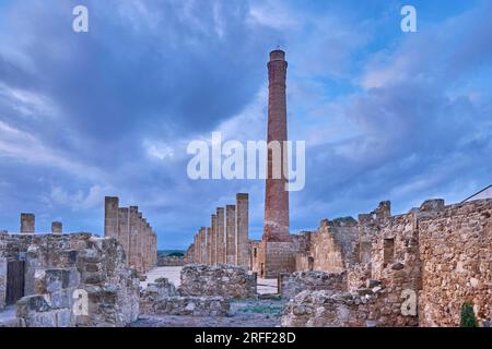 Italie, Sicile, Noto, ville baroque inscrite au patrimoine mondial de l'UNESCO, réserve naturelle de Vandicari, Torrana (Riserva naturale Oasi di Vendicari, Vecchia Tonnara), ruines de pêche au thon centenaires Banque D'Images