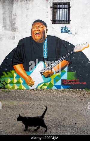 États-Unis, Mississippi, Clarksdale, peinture du bluesman Christone Kingfish Ingram Banque D'Images