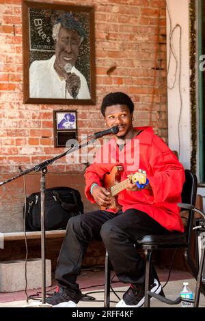 États-Unis, Mississippi, Clarksdale, Caravan Blues Fest, Anthony Big A Sherrod Banque D'Images