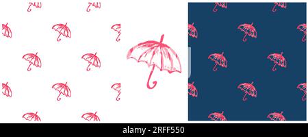 Motif sans couture pluvieux. Placez les dessins avec des crayons de cire. Parapluies. Imprimer pour la conception de tissu, textile, tissu, papier peint Illustration de Vecteur