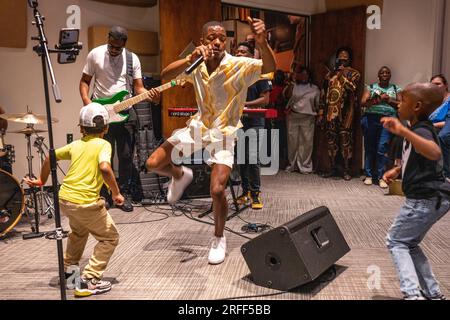 États-Unis, Tennessee, Memphis, Corey Lou en concert de musique soul au Stax Museum Banque D'Images