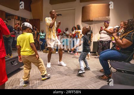 États-Unis, Tennessee, Memphis, Corey Lou en concert de musique soul au Stax Museum Banque D'Images