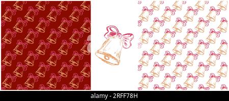 Motif sans couture de Noël. Placez les dessins avec des crayons de cire. Cloches. Imprimer pour la conception de tissu, textile, tissu, papier peint Illustration de Vecteur