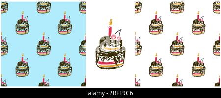 Motif festif sans couture. Placez les dessins avec des crayons de cire. Anniversaire, vacances. Impression pour la conception de tissu, textile Illustration de Vecteur