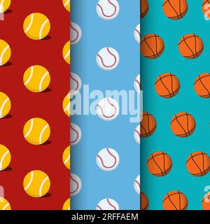 Ensemble de motifs avec des balles. Concept d'équipement de sport. Illustration vectorielle dans le style plat Illustration de Vecteur