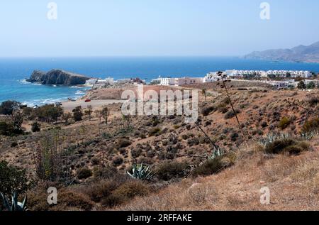 La Isleta del Moro Arraez. Parc naturel de Cabo de Gata-Nijar, province d'Almeria, Andalousie, Espagne. Banque D'Images