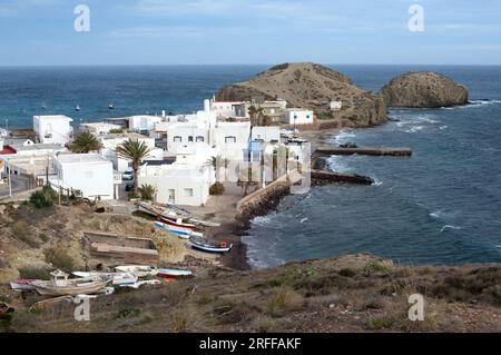 La Isleta del Moro Arraez. Parc naturel de Cabo de Gata-Nijar, province d'Almeria, Andalousie, Espagne. Banque D'Images