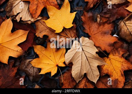Gros plan des feuilles tombées en automne Banque D'Images