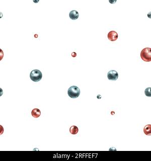 Baies décoratives bleues et rouges. Illustration à l'aquarelle dessinée à la main. Motif simple sans couture sur un fond blanc Banque D'Images
