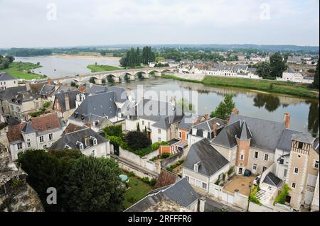 Amboise, France - 8 août 2013 : une belle vue sur Amboise depuis le château royal d'amboise Banque D'Images