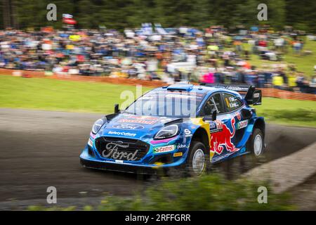 08 Ott TANAK (est), Martin JARVEOJA (est), M-SPORT FORD WORLD RALLY TEAM, FORD Puma Rally1 Hybrid, WRC, action lors du Rallye Finland 2023, 9e manche du Championnat du monde des voitures de rallye WRC 2023, du 3 au 6 août 2023 à Jyvaskyla, Finlande Banque D'Images