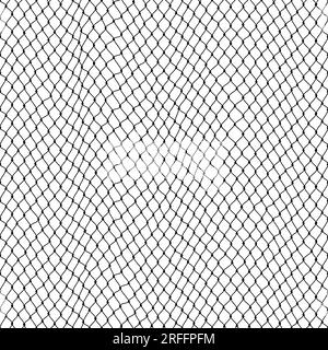 Motif de filet de poisson, fond de filet de poisson, filet de but de football, pêche vectorielle, football ou sport de tennis. Modèle de cordes et de nœuds sans couture avec noir et blanc Illustration de Vecteur