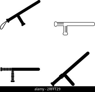 Icône de matraques de police, conception de symbole d'illustration vectorielle Illustration de Vecteur