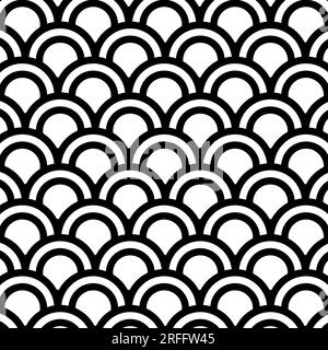 Motif de lignes de vagues océaniques japonaises. Motif abstrait avec demi-cercles Illustration de Vecteur