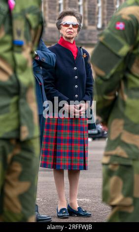 La Princesse Royale lors d'une répétition pour le Royal Edinburgh Military Tattoo de cette année à Redford Barracks à Édimbourg. Le spectacle de cette année, intitulé histoires, célèbre des formes illimitées d'expression à travers histoires et transporte le public dans un voyage d'idées, des premières histoires de feu de camp à la scène mondiale. Date de la photo : jeudi 3 août 2023. Banque D'Images