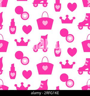 Beauty Girls Accessoires Pink Seamless Pattern Illustration de Vecteur