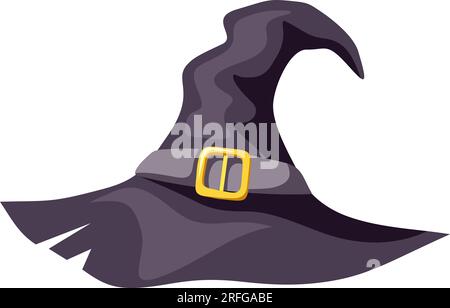 Chapeau de sorcières avec une boucle d'or isolé sur un fond blanc. Illustration vectorielle Illustration de Vecteur