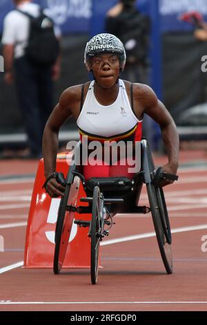 Léa BAYEKULA de Belgique dans la course féminine T54 800m en fauteuil roulant dans la Wanda Diamond League, London Stadium, Queen Elizabeth Park - Londres, le 23 juillet 2023 Banque D'Images