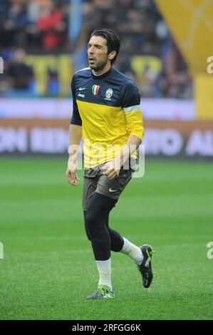 Milan Italie 2013-03-30, Gianluigi Buffon, gardien de but de la Juventus, avant le match de championnat Inter Juventus Banque D'Images