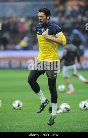 Milan Italie 2013-03-30, Gianluigi Buffon, gardien de but de la Juventus, avant le match de championnat Inter Juventus Banque D'Images