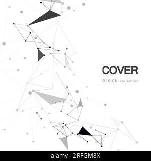 Connexions vectorielles avec des lignes de points en noir. Fond de technologie brillant gris abstrait Illustration de Vecteur