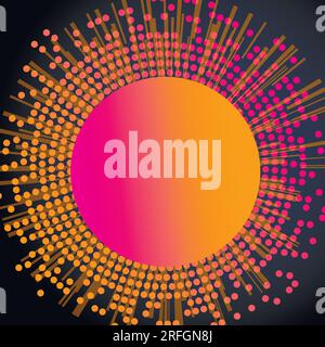 Abstrait grand cercle orange beaucoup de petites particules Illustration de Vecteur