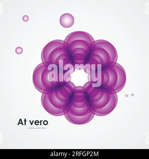 Fleur violette abstraite faite à partir de cercles fond blanc Illustration de Vecteur