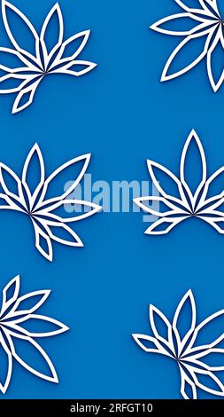 Marijuana blanche sereine sur un motif bleu calmant de cas de téléphone portable Banque D'Images