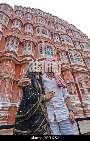 Jaipur, Inde. 03 août 2023. L'acteur de Bollywood Sunny Deol lors de la promotion de son prochain film 'Gadar 2', à Hawa Mahal à Jaipur, Rajasthan, Inde, jeudi, le 3 août, 2023. (Photo de Vishal Bhatnagar/NurPhoto) crédit : NurPhoto SRL/Alamy Live News Banque D'Images